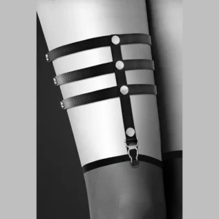 Alternative view of Гартер на ногу Bijoux Pour Toi - 3 THONGS Black, сексуальна підв'язка, екошкіра