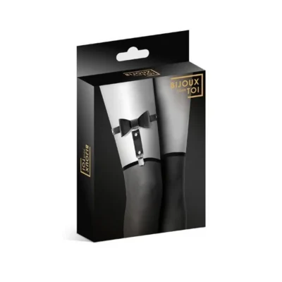 Alternative view of Гартер на ногу Bijoux Pour Toi - WITH BOW Black, сексуальна підв'язка з бантиком, екошкіра