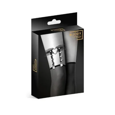 Зображення Гартер на ногу Bijoux Pour Toi - WITH HEART AND SPIKES Black, сексуальна підв'язка з сердечком