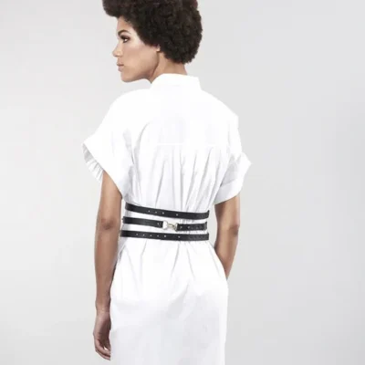 Зображення Портупея-пояс Bijoux Indiscrets MAZE - Wide Belt and Restraints Black, екошкіра