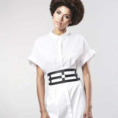 Зображення Портупея-пояс Bijoux Indiscrets MAZE - Wide Belt and Restraints Black, екошкіра