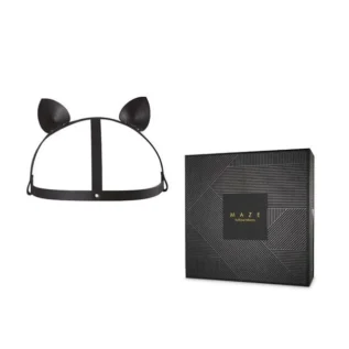 Зображення Маска кішечки Bijoux Indiscrets MAZE - Cat Ears Headpiece Black, екошкіра