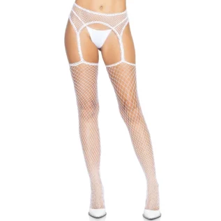 Панчохи-сітка Leg Avenue Net stockings with garter belt One size, пояс, підв’язки