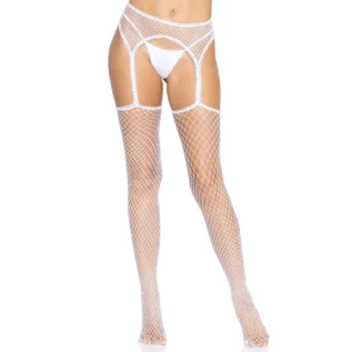 Зображення Панчохи-сітка Leg Avenue Net stockings with garter belt One size, пояс, підв’язки