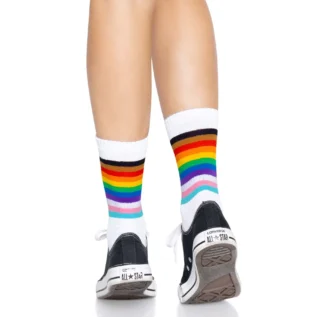 Шкарпетки жіночі в смужку Leg Avenue Pride crew socks Rainbow, 37–43 розмір 12 Зображення Шкарпетки жіночі в смужку Leg Avenue Pride crew socks Rainbow, 37–43 розмір