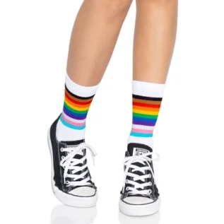 Шкарпетки жіночі в смужку Leg Avenue Pride crew socks Rainbow, 37–43 розмір 11 Зображення Шкарпетки жіночі в смужку Leg Avenue Pride crew socks Rainbow, 37–43 розмір