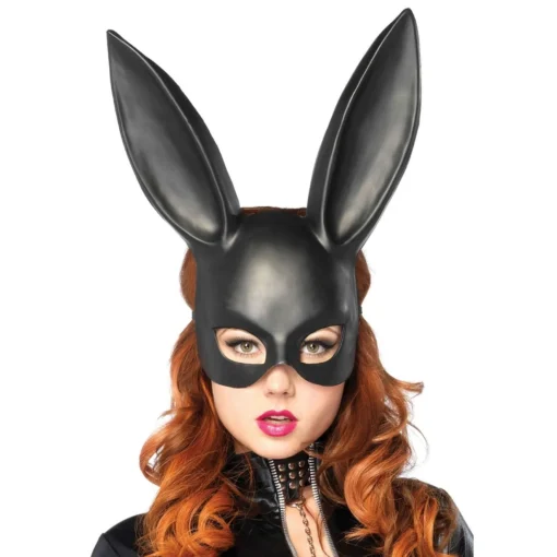 Пластикова маска кролика Leg Avenue Masquerade Rabbit Mask, чорна, One Size, на резинці