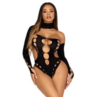 Безшовне боді на одне плече Leg Avenue Seamless thong back bodysuit, One Size, чорне 12 Зображення Безшовне боді на одне плече Leg Avenue Seamless thong back bodysuit, One Size, чорне