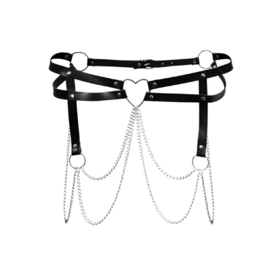 Зображення Шкіряний пояс декорований ланцюжками Art of Sex - Becky, колір Чорний