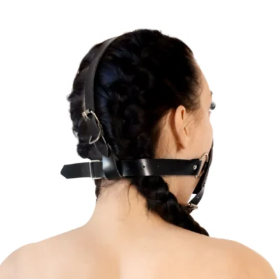 Alternative view of Кляп-маска з пластиковою кулею Art of Sex - Slave, Натуральна шкіра, колір Чорний
