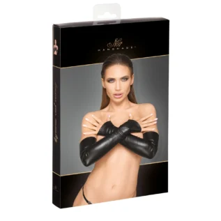 Зображення Мітенки Noir Handmade F213 Elastic eco leather fingerless gloves, екошкіра