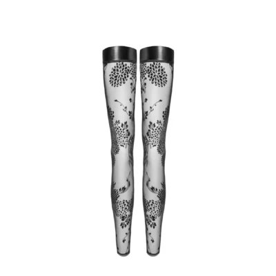Зображення Панчохи без миска Noir Handmade F243 з візерунчастою вишивкою флока