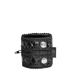 Зображення Жіночий гаманець-браслет Noir Handmade F326, black, під шкіру, рельєфний візерунок, кишеня на блискавці