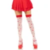 Зображення Панчохи Leg Avenue Polka Dot Mushroom Thigh Highs, One Size, біло-червоні, на резинці, малюнок — гриби