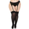 Панчохи Leg Avenue Lace top opaque thigh highs, 1X/2X, чорні, напівпрозорі, мереживна резинка 2 Зображення Панчохи Leg Avenue Lace top opaque thigh highs, 1X/2X, чорні, напівпрозорі, мереживна резинка
