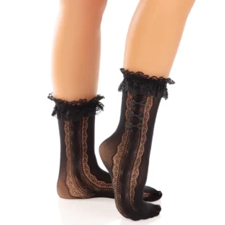 Шкарпетки ажурні Leg Avenue Mini Bow Lace Anklet, з рюшами, декор — бантики