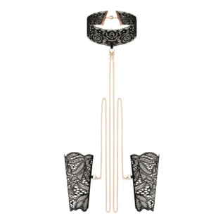 Мереживні наручники та комір Rosy Gold - Lace Cuffs and Collar - Black 11 Зображення Мереживні наручники та комір Rosy Gold - Lace Cuffs and Collar - Black