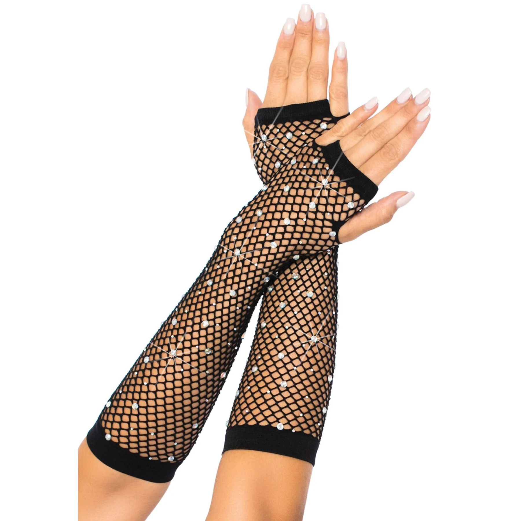 Мітенки Leg Avenue Rhinestone Fishnet Arm Warmers Black 3 Мітенки Leg Avenue Rhinestone Fishnet Arm Warmers Black