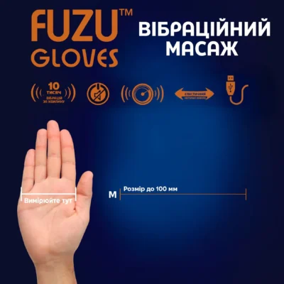 Зображення Віброрукавичка (ліва) FUZU Gloves Vibrating Massage Left Hand, 11 режимів