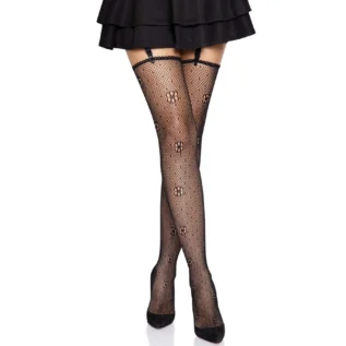 Alternative view of Панчохи Leg Avenue Daisy Dot Fishnet Stockings One Size