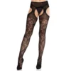 Зображення Колготки Leg Avenue Cross Hatch Floral Lace Suspender Hose One Size