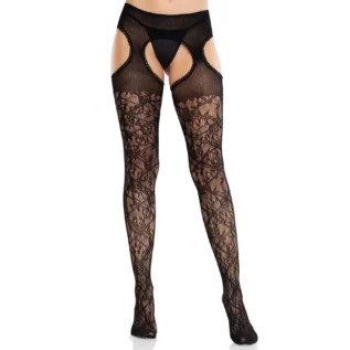 Alternative view of Колготки Leg Avenue Cross Hatch Floral Lace Suspender Hose One Size