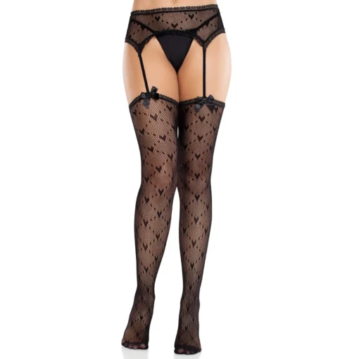 Колготки-панчохи Leg Avenue Heart Garterbelt Stockings One Size - Зображення 5