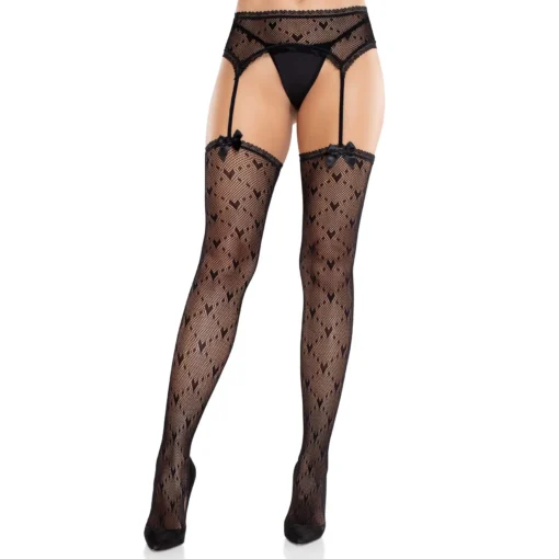 Колготки-панчохи Leg Avenue Heart Garterbelt Stockings One Size