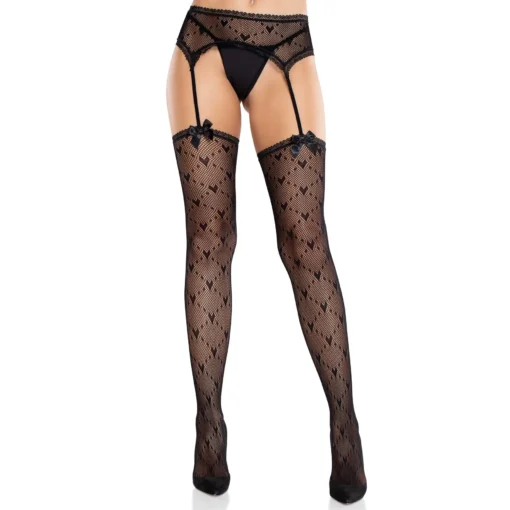 Колготки-панчохи Leg Avenue Heart Garterbelt Stockings One Size - Зображення 2