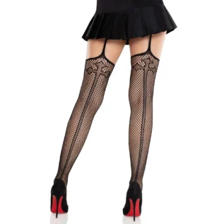Колготки-панчохи Leg Avenue Backseam Net Stockings з поясом для панчіх, один розмір, чорні 18 Зображення Колготки-панчохи Leg Avenue Backseam Net Stockings з поясом для панчіх, один розмір, чорні