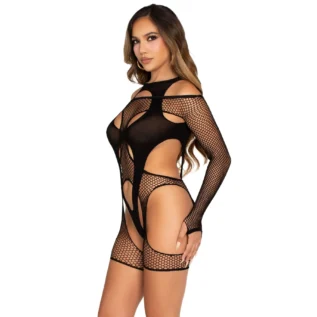 Зображення Бодістокінг Leg Avenue Fishnet Garter Harness and Teddy One Size