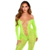 Зображення Бодістокінг Leg Avenue Crotchless Footless Lingerie Bodystocking One Size Neon Green