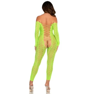 Alternative view of Бодістокінг Leg Avenue Crotchless Footless Lingerie Bodystocking One Size Neon Green