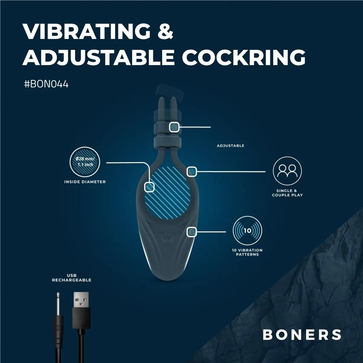 Ерекційне кільце Boners Adjustable Cockring 14 Ерекційне кільце Boners Adjustable Cockring - Зображення 12