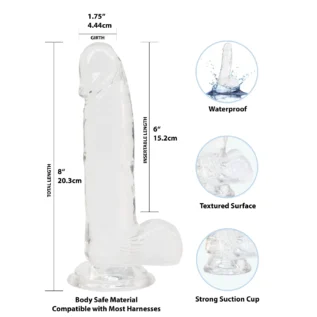 Прозорий фалоімітатор на присосці ADDICTION — Clear Dildo with Balls 8″, віброкуля в подарунок 13 Зображення Прозорий фалоімітатор на присосці ADDICTION — Clear Dildo with Balls 8″, віброкуля в подарунок