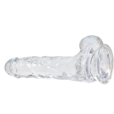 Зображення Прозорий фалоімітатор на присосці ADDICTION — Clear Dildo with Balls 8″, віброкуля в подарунок