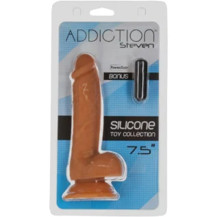 Зображення Фалоімітатор ADDICTION Steven 7.5" Silicone Dong Caramel, віброкуля в подарунок