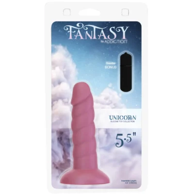 Зображення Фалоімітатор Fantasy by Addiction Unicorn Dildo 5.5” Pink, віброкуля в подарунок