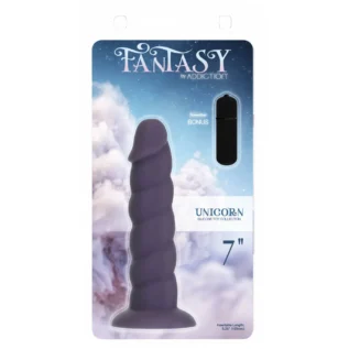 Зображення Фалоімітатор Fantasy by Addiction Unicorn Dildo 7” Purple, віброкуля в подарунок