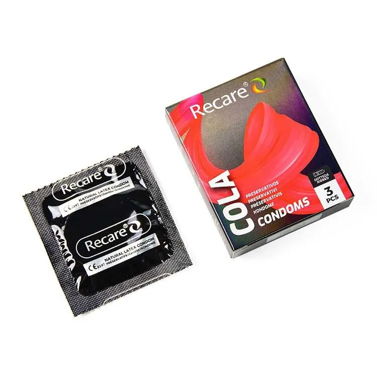 Презервативи Holographic Recare Cola Dotted&Ribbed Condoms 3 шт, з пухирцями і ребрами, аромат: Кола 4 Презервативи Holographic Recare Cola Dotted&Ribbed Condoms 3 шт, з пухирцями і ребрами, аромат: Кола - Зображення 2