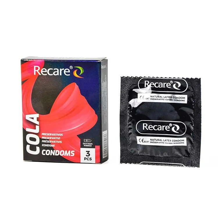 Презервативи Holographic Recare Cola Dotted&Ribbed Condoms 3 шт, з пухирцями і ребрами, аромат: Кола 3 Презервативи Holographic Recare Cola Dotted&Ribbed Condoms 3 шт, з пухирцями і ребрами, аромат: Кола