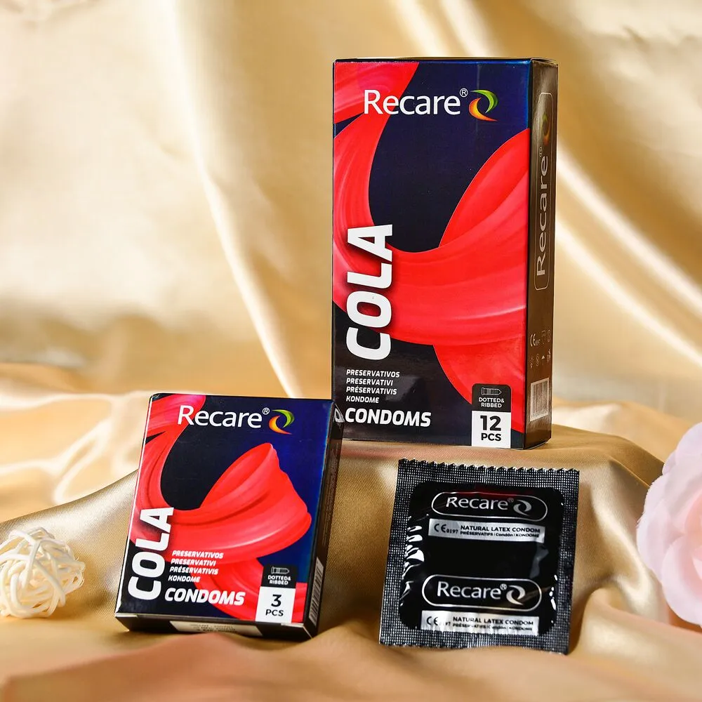 Презервативи Holographic Recare Cola Dotted&Ribbed Condoms 3 шт, з пухирцями і ребрами, аромат: Кола 6 Презервативи Holographic Recare Cola Dotted&Ribbed Condoms 3 шт, з пухирцями і ребрами, аромат: Кола - Зображення 4