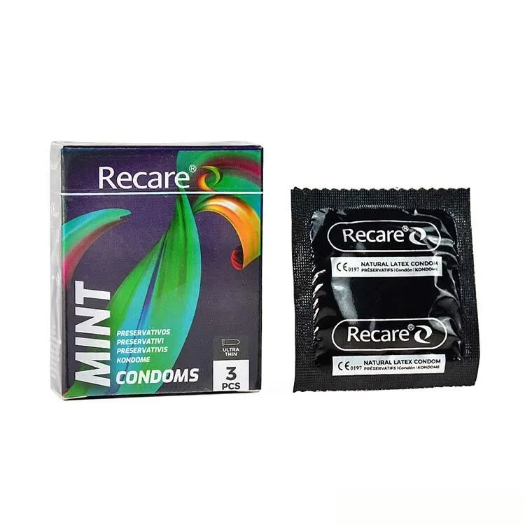 Презервативи Holographic Recare Ultra Thin Mint Condoms 3шт, ультратонкі, аромат: м'ята 3 Презервативи Holographic Recare Ultra Thin Mint Condoms 3шт, ультратонкі, аромат: м'ята