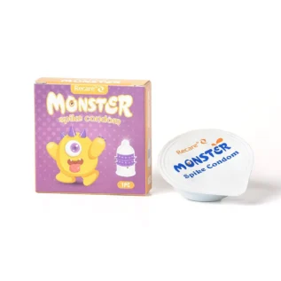 Презерватив Recare Yellow Monster Spike Condom (презерватив з рядами пухирців та шипів) - Зображення 3