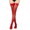 Зображення Панчохи в дрібну сітку з лакованою коронкою Art of Sex - Rose, колір червоний, S