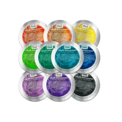 Alternative view of Набір латексних презервативів One Color Sensation з силіконовим мастилом фіолетового кольору (ціна за 5 шт)