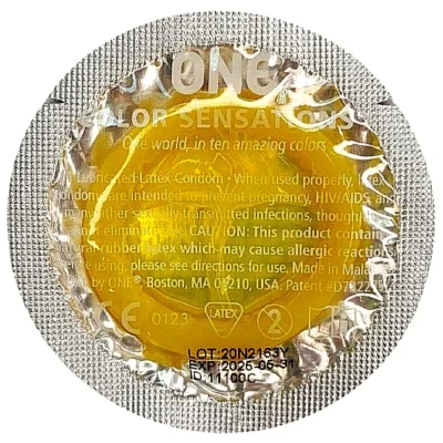 Набір латексних презервативів One Color Sensation із силіконовим мастилом жовтого кольору (ціна за 5 шт)