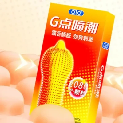 Alternative view of Презервативи ребристі OLO 2080 зі стимуляцією точки G та пролонгуючим ефектом (ціна за 10 шт.)