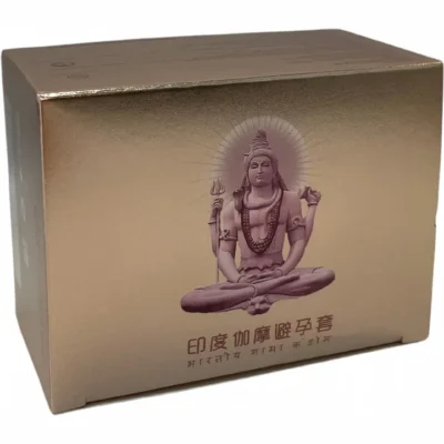 Презервативи Olo Gold Budda з гіалуроновим змащенням і ароматом ванілі, ребристі з точками, 10 шт