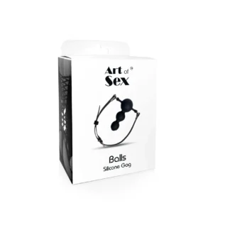 Кляп силіконовий Art of Sex - Balls, натуральна шкіра, чорний 7 Зображення Кляп силіконовий Art of Sex - Balls, натуральна шкіра, чорний